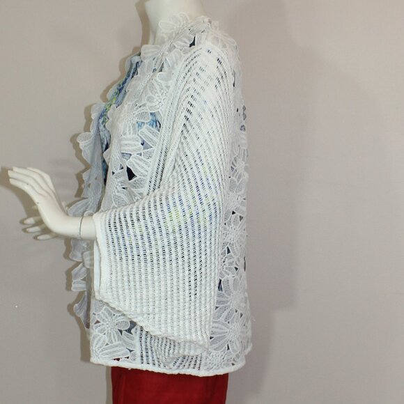 Roffe Accessories  Open Weave Eyelet Kimono Lace  White Large/XL - Picture 4 of 7